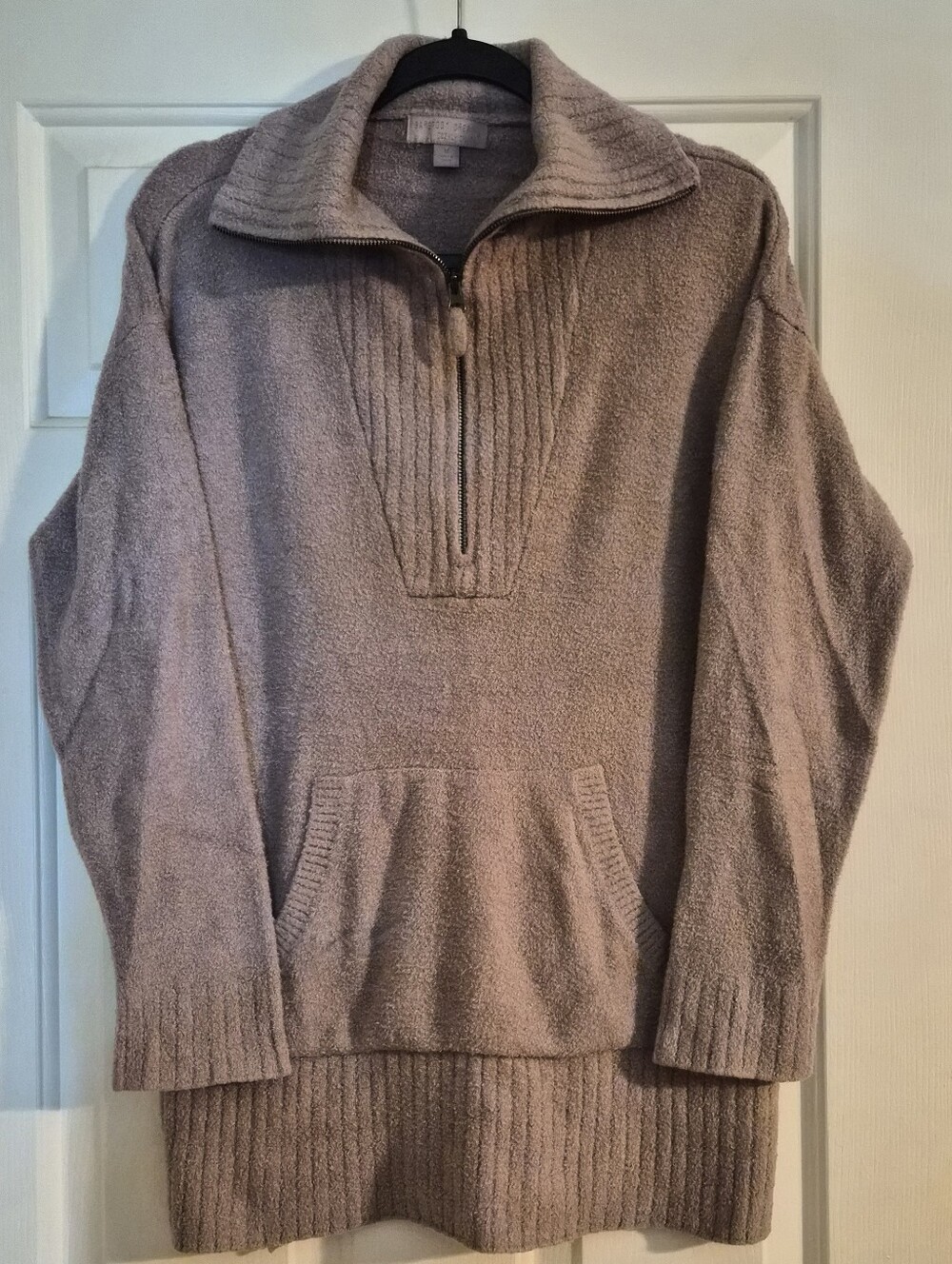 Barefoot Dreams CozyChic Lite High Rib Half-Zip Tunic Sweater - Dusty Pink Mauve